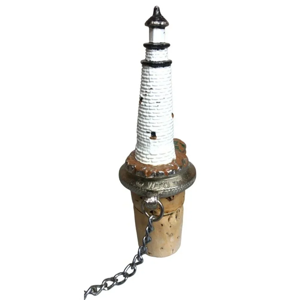 WTU Lighthouse Bottle Stopper Wine Liquor with Chain 3.75